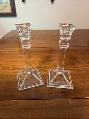 Crystal Taper Candle Holders - Pair